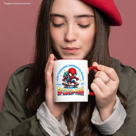 Cana Cu Spiderman Skateboard: Actioneaza Rapid, Distractie Pe Măsură, Ceramica, 330ML [1]
