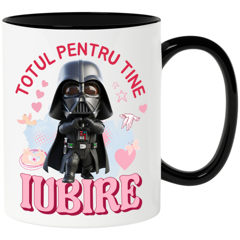 Desene Animate - Cana Cu Starwars , Iubire, Dragoste, Afectiune, Inima Ceramica, 330ML, cu Maner Negru