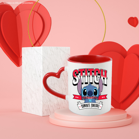 Cana Cu Stitch in Fata Pericolului, Ceramica, 330ML [3]