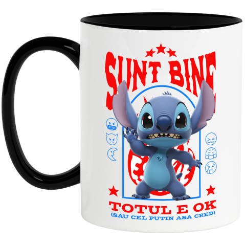 Cani Personalizate - Cana Cu Stitch, Ok, Sarcastic, Nervos, Iritat, Ceramica, 330ML