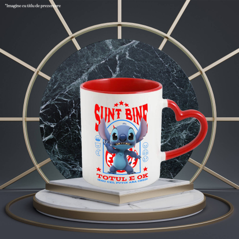 Cana Cu Stitch, Ok, Sarcastic, Nervos, Iritat, Ceramica, 330ML [2]