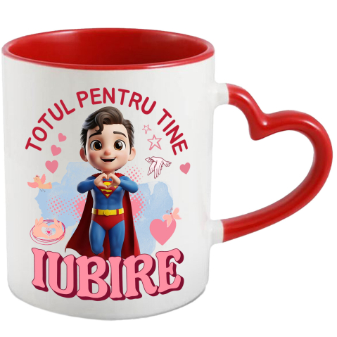 Supereroi - Cana Cu Superman , Iubire, Dragoste, Afectiune, Inima, Ceramica, 330ML