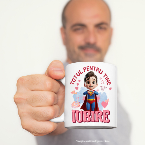 Cana Cu Superman , Iubire, Dragoste, Afectiune, Inima, Ceramica, 330ML [2]