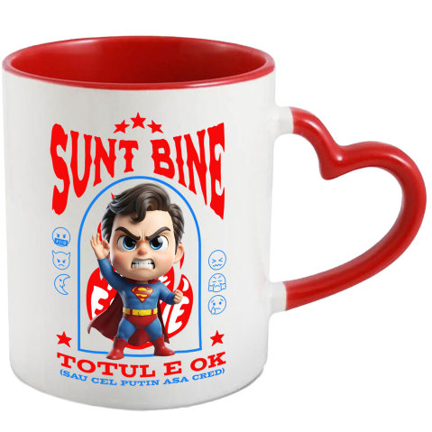 Supereroi - Cana Cu Superman, Ok, Sarcastic, Nervos, Iritat, Ceramica, 330ML