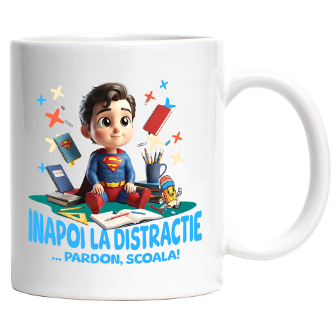 Amuzante - Cana Cu Superman – Scoala Devine Super, Ceramica, 330ML