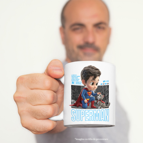 Cana Cu Superman si Pisicuta – Prieteni in Actiune, Ceramica, 330ML [2]