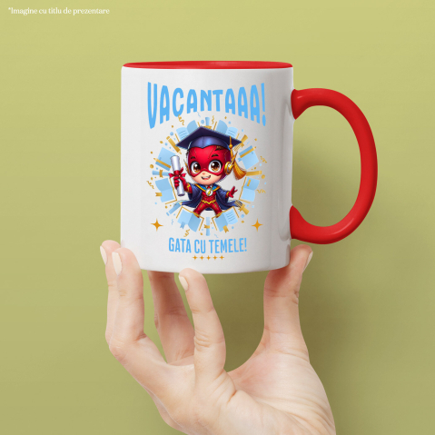 Cana Cu The Flash si Visele de Vacanta Ceramica, 330ML, cu Maner Rosu [1]