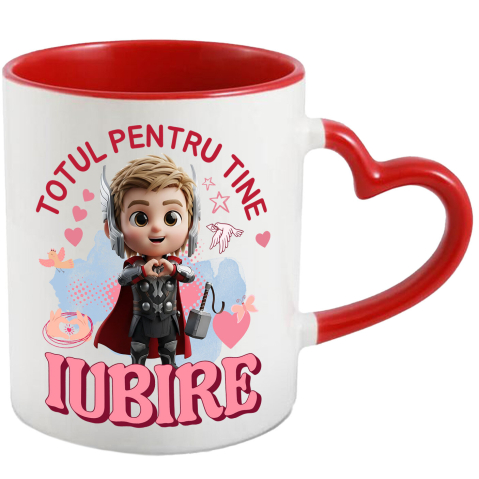 Supereroi - Cana Cu Thor, Iubire, Dragoste, Afectiune, Inima, Ceramica, 330ML