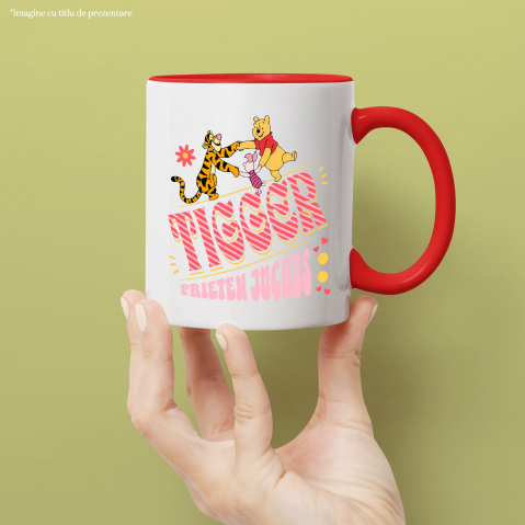 Cana Cu Tigger și Prietenii – Împreuna Mereu Ceramica, 330ML, cu Maner Rosu [1]