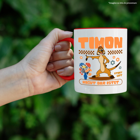 Cana Cu Tigger si Prietenii Palmierilor Ceramica, 330ML, cu Maner Rosu [1]