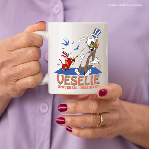 Cana Cu Tom and Jerry - Razboiul pisicii si soarecului Ceramica, 330ML, cu Maner Alb [1]