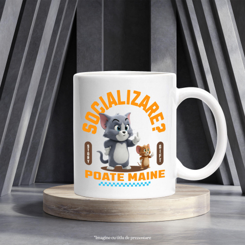 Cana Cu Tom si Jerry: Aventuri Pe Skateboard , Degetul Mijlociu, Socializare? Poate maine, Anti-social, Ceramica, 330ML [3]