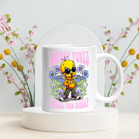 Cana Cu Tweety – galben si plin de culoare Ceramica, 330ML, cu Maner Alb [2]