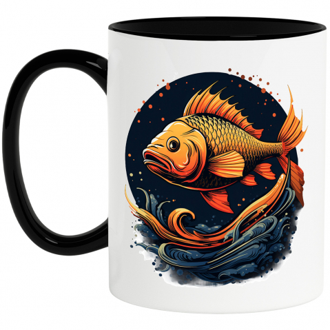 Maner Negru - Cana cu un peste, ilustratie, cerc, apa, mare, pestisorul auriu cu Maner Negru