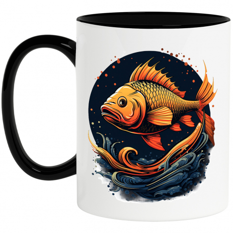 Maner Negru - Cana cu un peste, ilustratie, cerc, apa, mare, pestisorul auriu cu Maner Negru