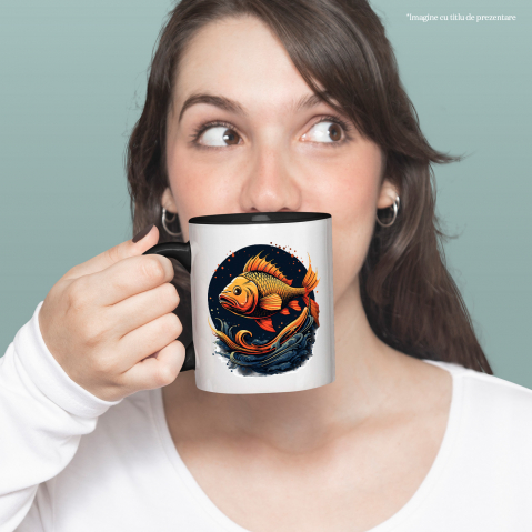 Cana cu un peste, ilustratie, cerc, apa, mare, pestisorul auriu cu Maner Negru [1]