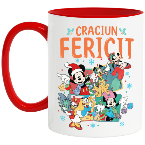 Craciun - Cana Cu Univers Disney cu Prietenii Mickey Mouse de Craciun, Ceramica, 330ML