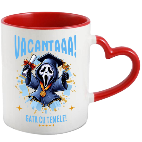 Halloween - Cana Cu Vacanta Terifianta cu Scream si Diplome, Ceramica, 330ML