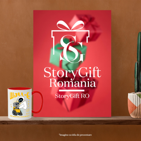 Cana Cu Wall-E te curata, EVE te iubeste Ceramica, 330ML, cu Maner Rosu [3]