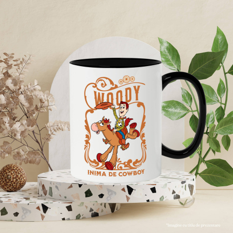Cana Cu Woody si calul – curaj si incredere Ceramica, 330ML, cu Maner Negru [2]