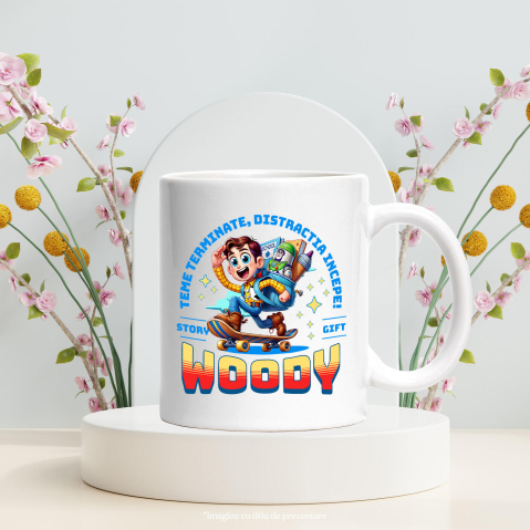 Cana Cu Woody Skateboard: Vibe Relaxat, Distracție Maximală, Ceramica, 330ML [3]