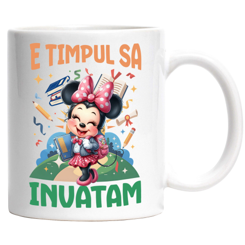 Educatie - Cana Cu Zambete si Descoperiri cu Minnie Mouse Ceramica, 330ML, cu Maner Alb