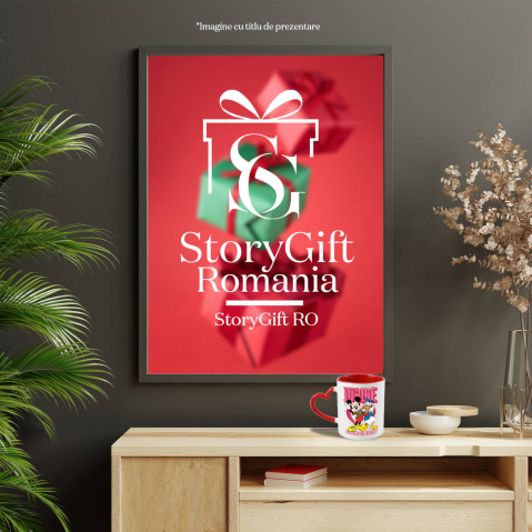 Cana Cu Zambete si Prietenie – Mickeysi Donald Ceramica, 330ML, cu Maner Inima Rosie [3]