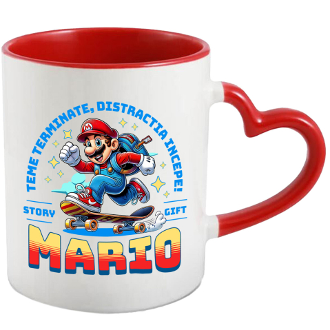 Educatie - Cana Cu Zboara pe Strazi cu Sonic Skateboard Ceramica, 330ML, cu Maner Inima Rosie