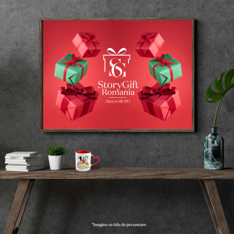 Cana Cu Zile Insorite cu Mickey Mouse si Palmierii Ceramica, 330ML, cu Maner Inima Rosie [3]