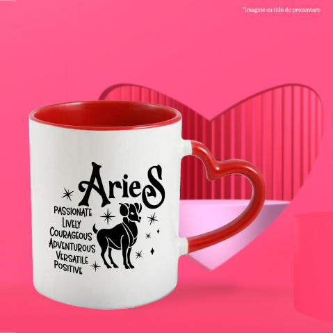 Cana cu zodia Berbec, ilustratie, zodie, astrologie, simbol, semn, pasionat, plin de viata, curajos, aventuros, versatil, pozitiv cu Maner Inima Rosie [2]