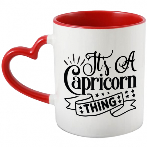 Maner Inima Rosie - Cana cu zodia Capricorn cu mesajul "It's a Capricorn Thing", ilustratie, zodie, astrologie, simbol, semn, stelute, lucru cu Maner Inima Rosie