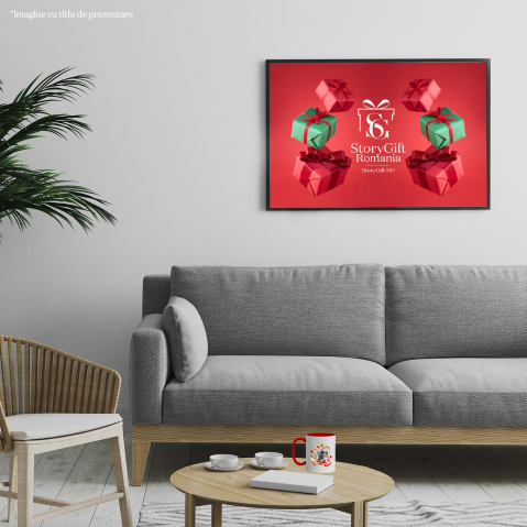 Cana Cuplu Fericit, Coroana Regala, Inimi Rosii, Mesaj Personalizat cu Maner si Interior Rosu [3]