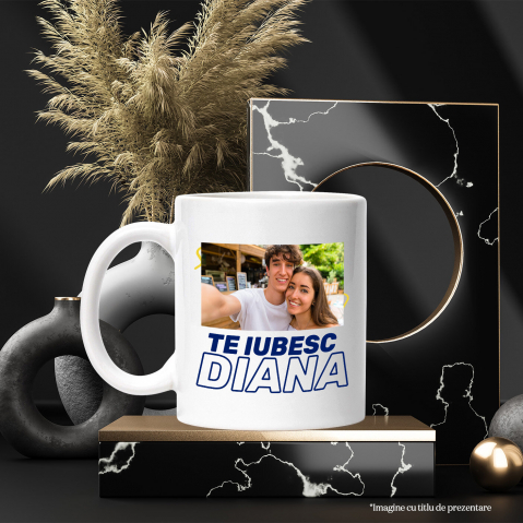 Cana Dedicatie Romantica, Iubire, Nume Personalizat, Valentine's day cu Maner si Interior Alb [2]