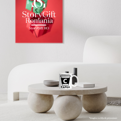 Cana Iubitorii De Bautura cafea, Energie Boabe, Text Nume Personalizat, Culoare Negru, Cu Litera, 330ML, Ceramica, Cu Maner si Interior Alb [3]