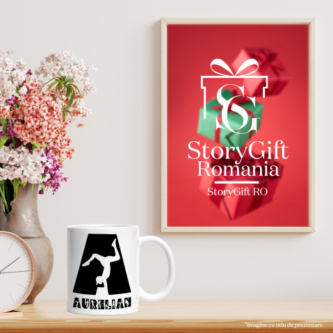 Cana Iubitorii De Dans Breakdance, Text Nume Personalizat, Copii, Culoare Negru, Cu Litera, 330ML, Ceramica, Cu Maner si Interior Alb [3]