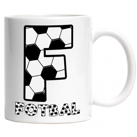 Sport - Cana Iubitorii De Fotbal, Minge, Sport, Text Nume Personalizat, Copii, Culoare Alb Negru, Cu Litera, 330ML, Ceramica, Cu Maner si Interior Alb