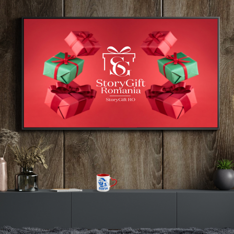 Cana Iubitorii De Iarna, Mos Craciun Cu Sac, Text Nume Personalizat, Copii, Culoare Albastru, Cu Litera, 330ML, Ceramica, Cu Maner Inima Rosie si Interior Rosu [3]