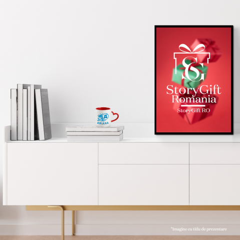 Cana Iubitorii De Sirene, Fiinta magica, Text Nume Personalizat, copii, Culoare Albastru, Cu Litera, 330ML, Ceramica, Cu Maner Inima Rosie si Interior Rosu [3]