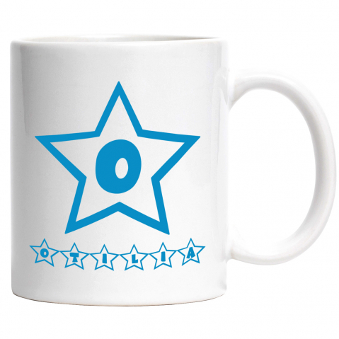 Mixed - Cana Iubitorii De Stele Michellin, Text Nume Personalizat, Copii, Culoare Albastru, Cu Litera, 330ML, Ceramica, Cu Maner si Interior Alb