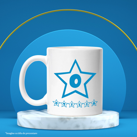 Cana Iubitorii De Stele Michellin, Text Nume Personalizat, Copii, Culoare Albastru, Cu Litera, 330ML, Ceramica, Cu Maner si Interior Alb [2]