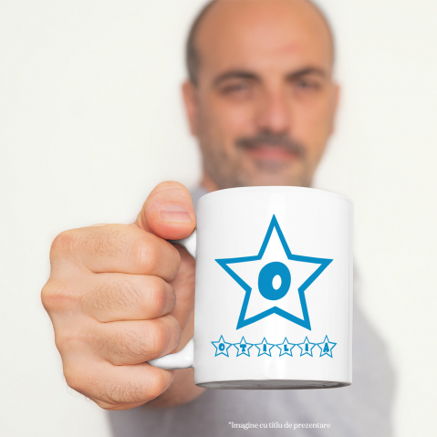 Cana Iubitorii De Stele Michellin, Text Nume Personalizat, Copii, Culoare Albastru, Cu Litera, 330ML, Ceramica, Cu Maner si Interior Alb [1]