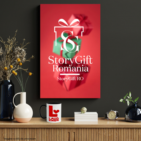 Cana Iubitorii De Valentine's Day, Inimi, Text Nume Personalizat, Dragoste, Culoare Rosu, Cu Litera, 330ML, Ceramica, Cu Maner si Interior Negru [3]