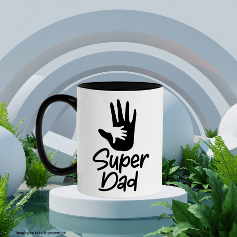 Cana pentru un tata apreciat de copiii sai cu textul "Super dad" cu Maner Negru [2]