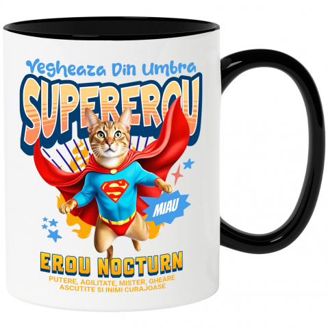 Supereroi - Cana Personalizata Pisică Abyssinian Supererou – Design Personalizat pentru Iubitorii de Animale și Familie