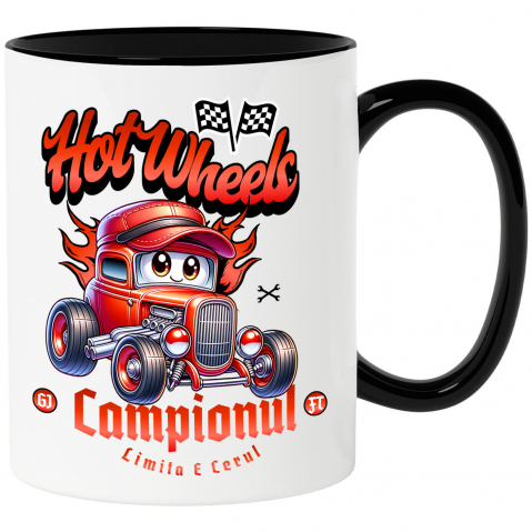 Masini - Cana Personalizata Animație Mașină Roșie Vintage – Hot Wheels și Aventură Auto