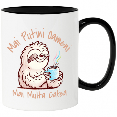 Bauturi - Cana Personalizata „Cana Personalizată „Mai Puțini Oameni, Mai Multă Cafea” – Cadou Amuzant pentru Iubitorii de Cafea”