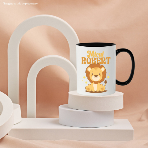 Cana Personalizata Leu Vesel Animat pentru Copii – „Micul Robert” – Cadou Personalizat pentru Băieți și Copii [2]