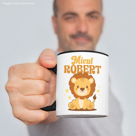 Cana Personalizata Leu Vesel Animat pentru Copii – „Micul Robert” – Cadou Personalizat pentru Băieți și Copii [1]