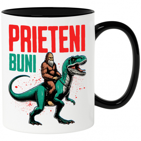 BASME - Cana Personalizata Bigfoot Călărind T-Rex - Prieteni Buni - Costum și Cadou Aventură pentru Copii