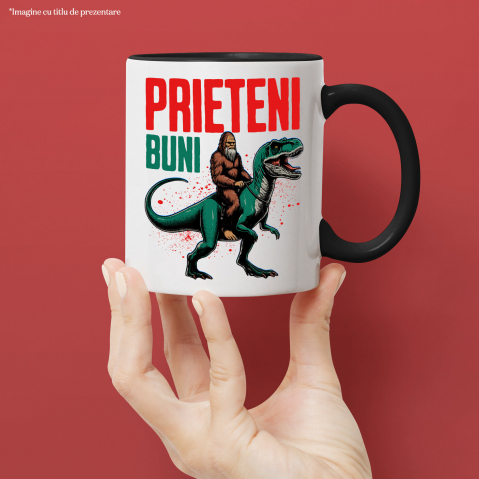 Cana Personalizata Bigfoot Călărind T-Rex - Prieteni Buni - Costum și Cadou Aventură pentru Copii [1]